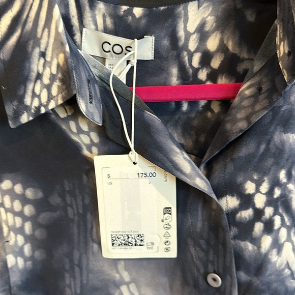 COS navy and white snake print long sleeved, wide leg co ord size S/US 2. NWT - Picture 2 of 4